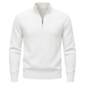 The Kensington White Quarter-Zip Sweater | DRENVOSSK