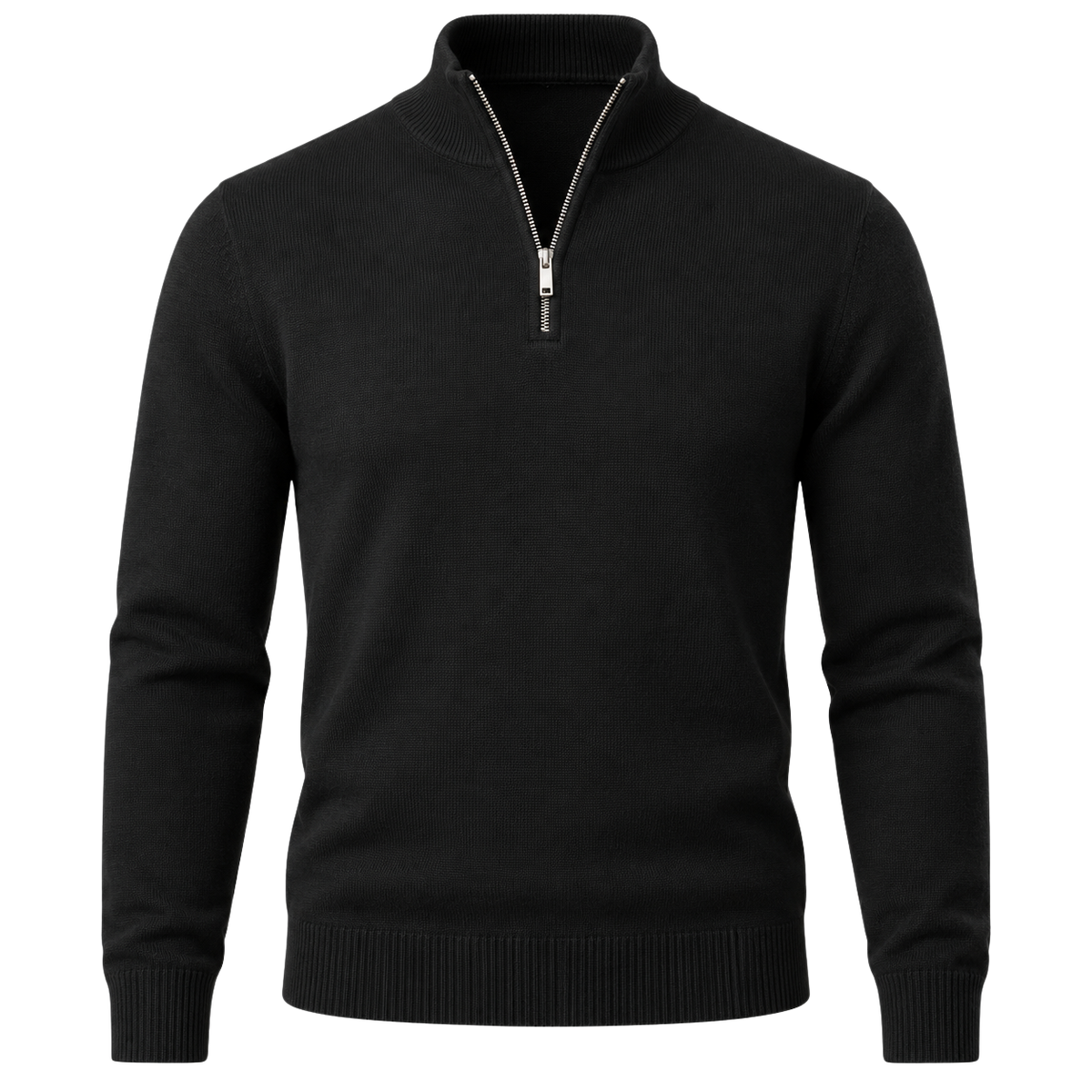 The Kensington Black Quarter-Zip Sweater | DRENVOSSK